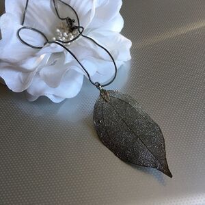 Gunmetal Leaf Necklace